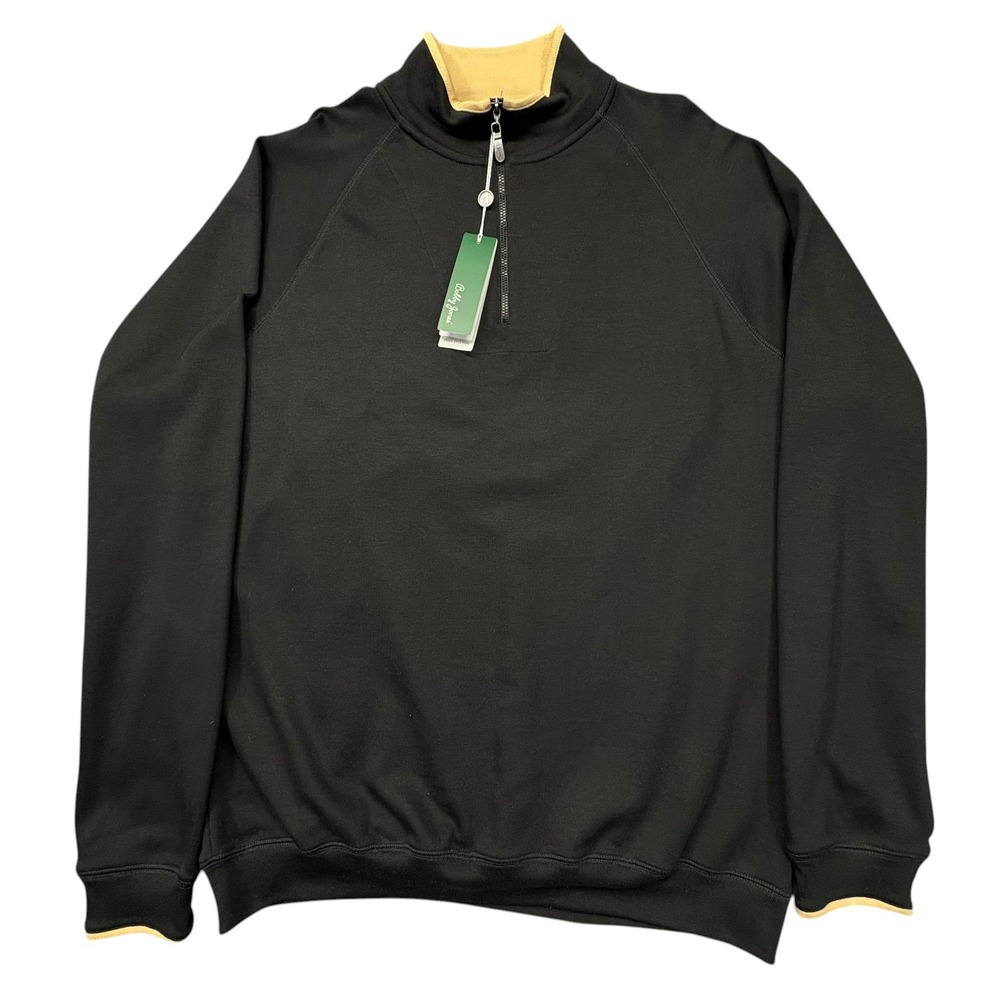 Bobby Jones Quarter Zip Pullover Sweater Mens L Black Pima Cotton Golf NWT